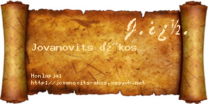 Jovanovits Ákos névjegykártya